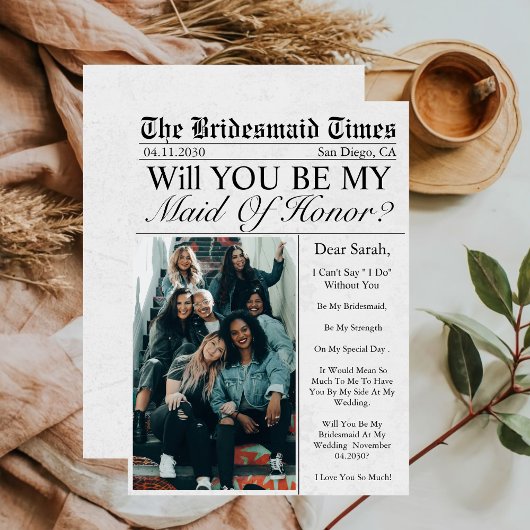 Vorschlag für eine Trauzeugin zum Thema Zeitung "E Einladung