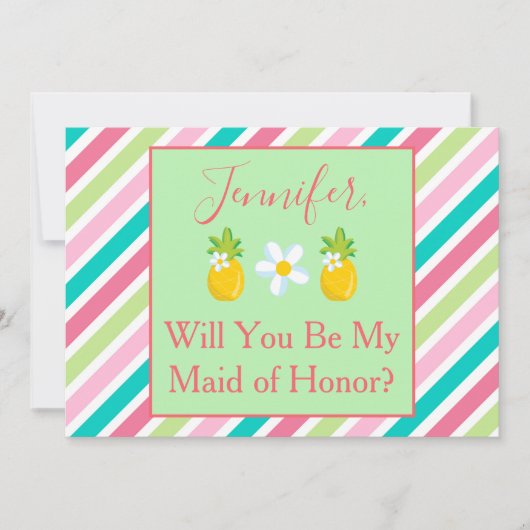 Vorschlag für eine tropische Trauzeugin Ananas Einladung (Vorderseite)