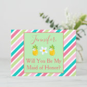 Vorschlag für eine tropische Trauzeugin Ananas Einladung (Stehend Vorderseite)