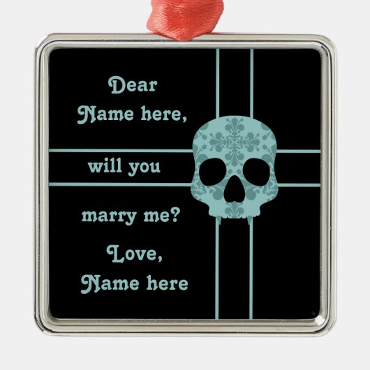 Vorschlag für eine viktorianische Schädelhochzeit Ornament Aus Metall (Vorne)