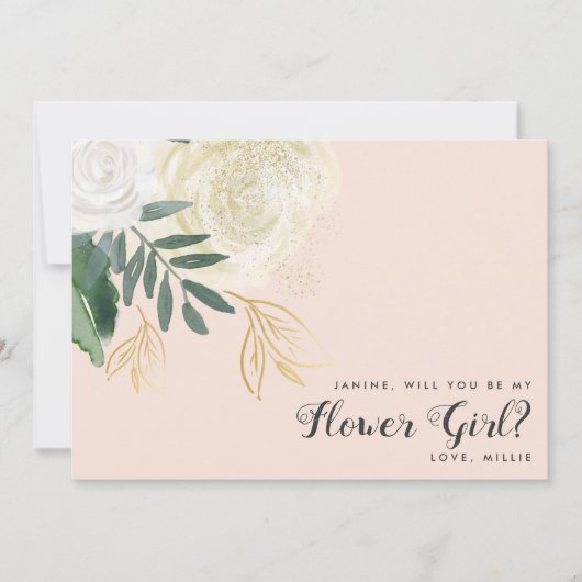Vorschlag für einen Glitzer Blütenmädchen für Blus Einladung (Vorderseite)