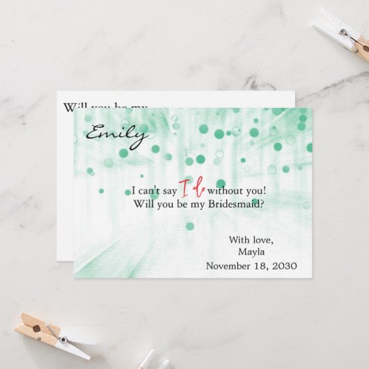 Vorschlag für einen grünen Glitzer Minimal für Scr Einladung (Vorderseite/Rückseite Beispiel)