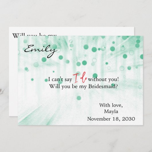 Vorschlag für einen grünen Glitzer Minimal für Scr Einladung (Vorne/Hinten)