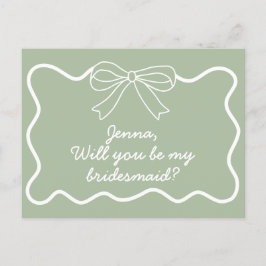 Vorschlag für einen grünen Retro-Wavy-Bridesmaid-V Postkarte