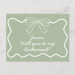 Vorschlag für einen grünen Retro-Wavy-Bridesmaid-V Postkarte