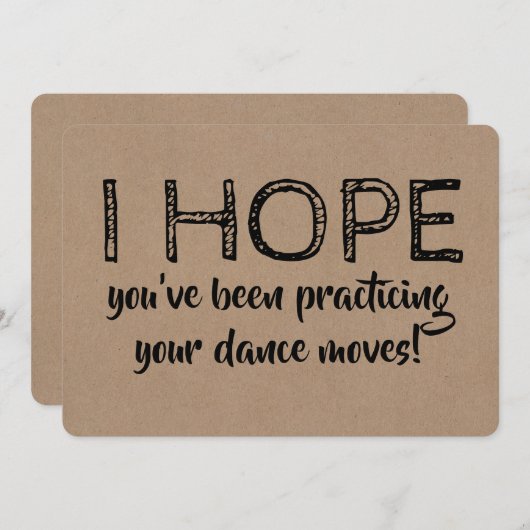 Vorschlag für einen lustigen Tanz Trauzeuge oder T Einladung (Vorne/Hinten)