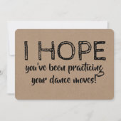 Vorschlag für einen lustigen Tanz Trauzeuge oder T Einladung (Vorderseite)