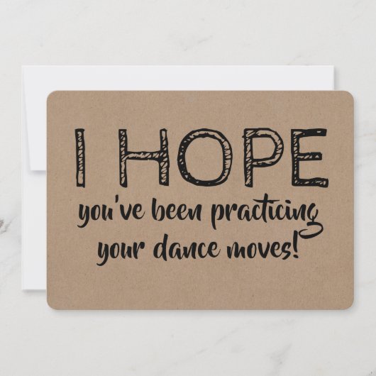 Vorschlag für einen lustigen Tanz Trauzeuge oder T Einladung (Vorderseite)