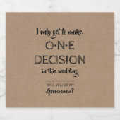 Vorschlag für einen lustigen Trauzeuge oder Trauze Bierflaschenetikett (Einzelnes Label)