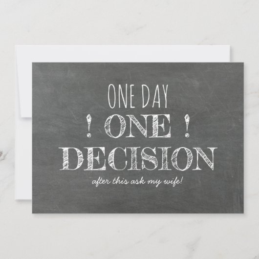 Vorschlag für einen lustigen Trauzeuge oder Trauze Einladung (Vorderseite)