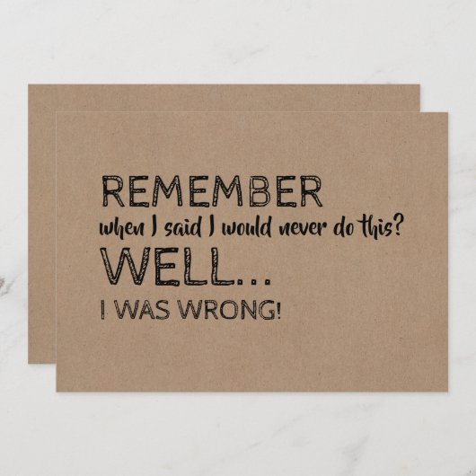 Vorschlag für einen lustigen Trauzeuge oder Trauze Einladung (Vorne/Hinten)