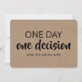 Vorschlag für einen lustigen Trauzeuge oder Trauze Einladung (Vorderseite)