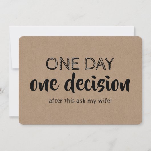 Vorschlag für einen lustigen Trauzeuge oder Trauze Einladung (Vorderseite)