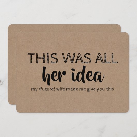 Vorschlag für einen lustigen Trauzeuge oder Trauze Einladung (Vorne/Hinten)