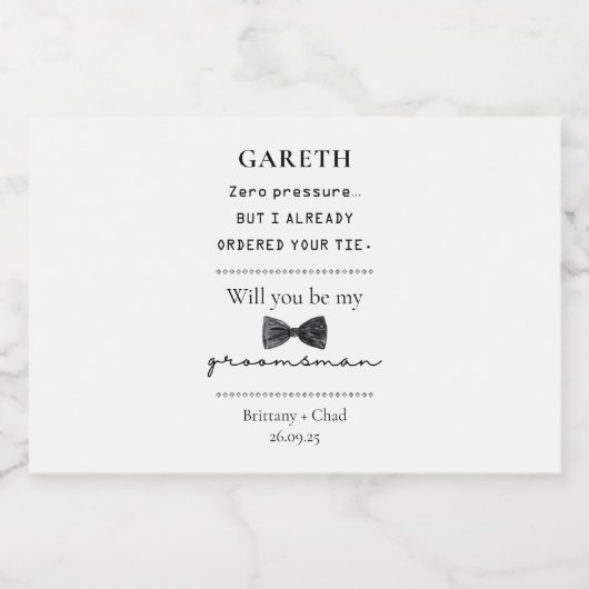 Vorschlag für einen personalisierten Trauzeuge Alkoholflaschenetikett (Einzelnes Label)