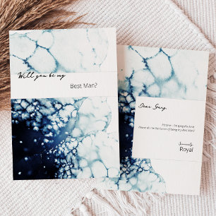 Vorschlag für einen Trauzeuge mit blauem Schiff Einladung