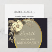 Vorschlag für Gold und Black Bridesmaid Postkarte (Vorne/Hinten)