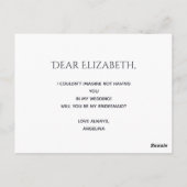 Vorschlag für Gold und Black Bridesmaid Postkarte (Rückseite)