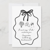 Vorschlag für Handgezeichnete Bow Floral Bridesmai Einladung (Vorderseite)