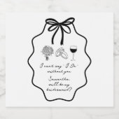 Vorschlag für Handgezeichnete Bow Floral Bridesmai Schaumweinetikett (Einzelnes Label)