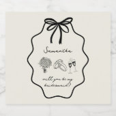 Vorschlag für Handgezeichnete Bow Floral Bridesmai Schaumweinetikett (Einzelnes Label)