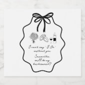 Vorschlag für Handgezeichnete Bow Floral Bridesmai Schaumweinetikett (Einzelnes Label)