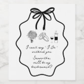 Vorschlag für Handgezeichnete Bow Floral Bridesmai Weinetikett (Einzelnes Label)