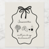 Vorschlag für Handgezeichnete Bow Floral Bridesmai Weinetikett (Einzelnes Label)