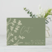 Vorschlag für Oliven Green und Creme Bridesmaid Einladung (Stehend Vorderseite)