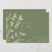 Vorschlag für Oliven Green und Creme Bridesmaid Einladung (Vorne/Hinten)