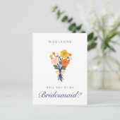 Vorschlag für Retro-Floral-Bridesmaid Postkarte (Stehend Vorderseite)
