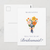 Vorschlag für Retro-Floral-Bridesmaid Postkarte (Vorne/Hinten)