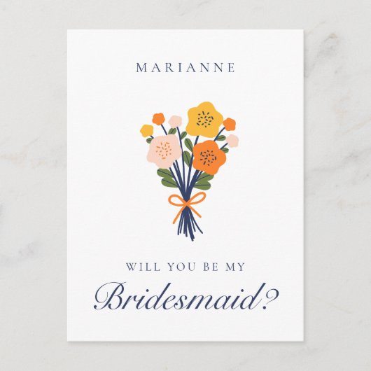 Vorschlag für Retro-Floral-Bridesmaid Postkarte (Vorderseite)