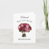 Vorschlag für Rot und Rosa Bouquet Bridesmaid Einladung (Vorderseite)