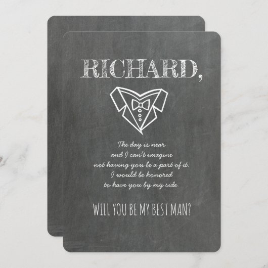 Vorschlag für Trauzeuge oder Trauzeuge Einladung (Vorne/Hinten)