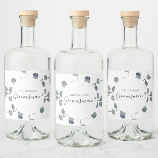 Vorschlag für Trauzeugen von Eukalyptus und Grünpf Alkoholflaschenetikett