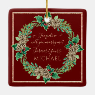 Vorschlag Red Christmas Wreath Holly Leaf Foliage Keramikornament