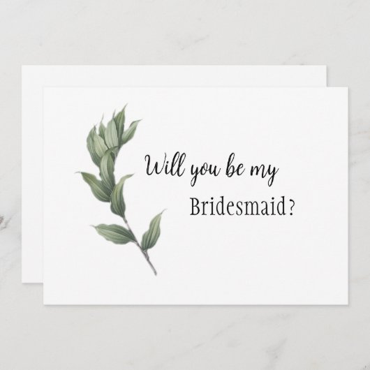 Vorschlag "Simple Greenery Bridesmaid" Einladung (Vorne/Hinten)