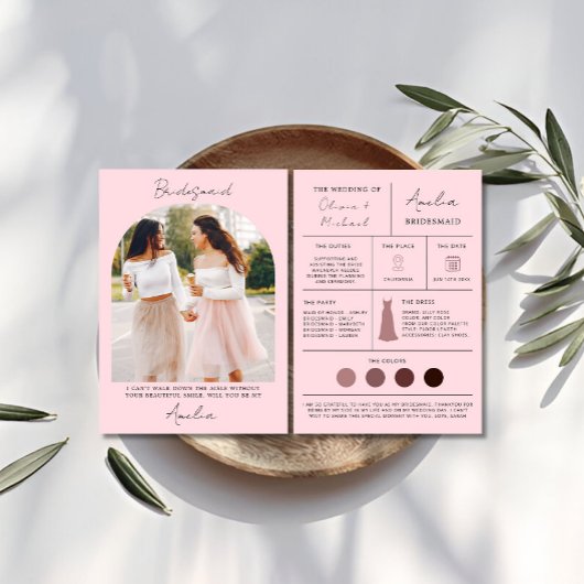 Vorschlag und Trauzeugin für eine rosa Bridmaid Einladung