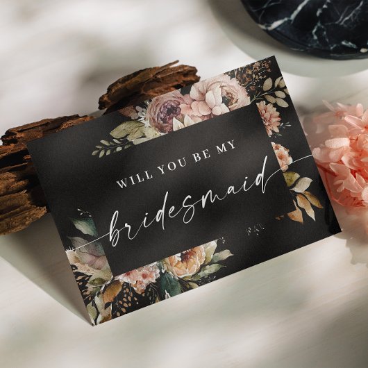 Vorschlag von Boho Fall Bridesmaid. Schwarzer Herb Postkarte