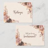 Vorschlag von Boho Rose Bridesmaid Mitteilungskarte (Vorne/Hinten)