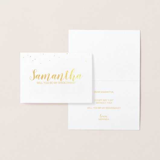 Vorschlag von Bridesmaid | Elegant Confetti Gold Folienkarte (Anzeige)