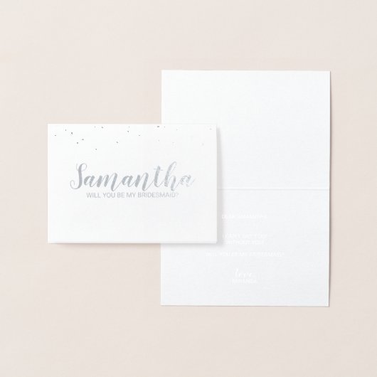 Vorschlag von Bridesmaid | Elegant Confetti Silver Folienkarte (Anzeige)