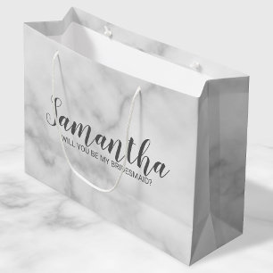 Vorschlag von Bridesmaid Elegant Marble Script Große Geschenktüte