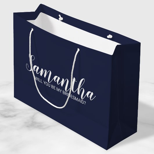 Vorschlag von Bridesmaid | Modern Script Navy Blue Große Geschenktüte
