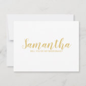 Vorschlag von Bridesmaid | Modern Script weiß und Einladung (Vorderseite)
