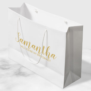 Vorschlag von Bridesmaid   Modernes Script Gold Große Geschenktüte