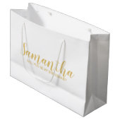 Vorschlag von Bridesmaid | Modernes Script Gold Große Geschenktüte (Vorderseite Schrägansicht)