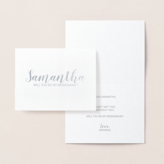 Vorschlag von Bridesmaid | Modernes Script Silver Folienkarte (Anzeige)
