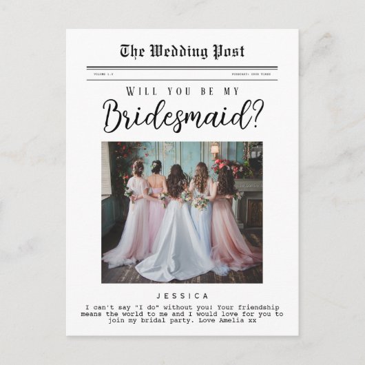 Vorschlag von Bridesmaid, Zollzeitung Postkarte (Vorderseite)